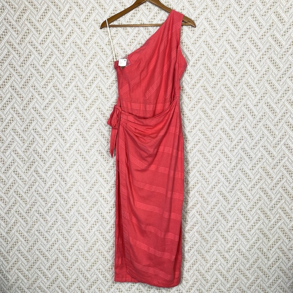NWT Free People Midi Wrap Dress Womens Large Pink Tie Boho Resort Beach Vacation - Picture 2 of 8